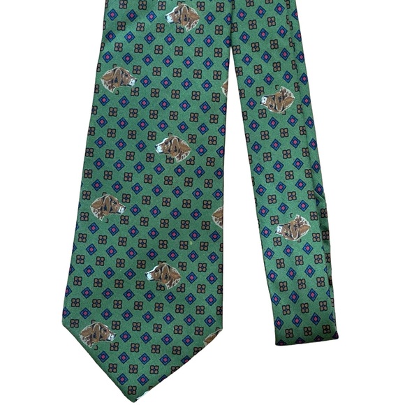 Sergio Valente Other - Valente Vintage Designer Silk Tie - Hunting Dog & Geometric Pattern